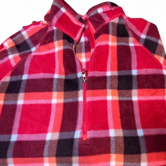 Eddie Bauer Women’s Ultra Soft Fleece 1/4 Zip Red & Dark Berry Plaid XXL - Picture 1 of 6